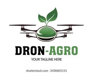 Drones for Agriculture logo. The future of Farming and Agriculture concept. Helicopter Irrigation.  