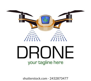 Drones for Agriculture logo. The future of Farming and Agriculture concept. Helicopter Irrigation.  