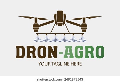 Drones for Agriculture logo. The future of Farming and Agriculture concept. Helicopter Irrigation.  