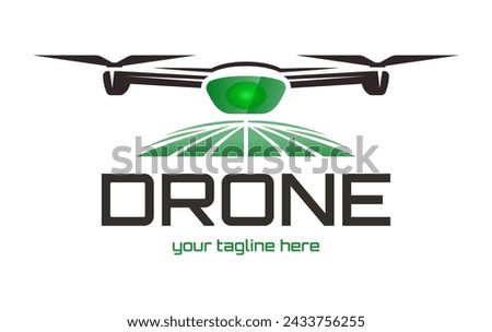 Drones for Agriculture logo. The future of Farming and Agriculture concept. Helicopter Irrigation.  