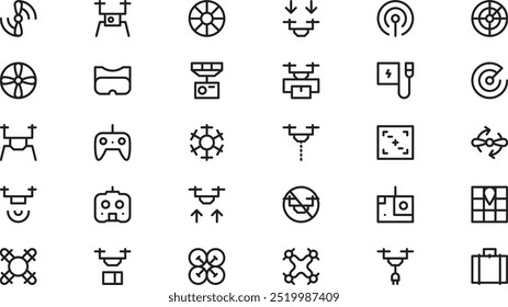 Iconos de drones Colección de iconos vectoriales de alta calidad con trazo editable. Ideal para Profesional y Proyectos Creativos.