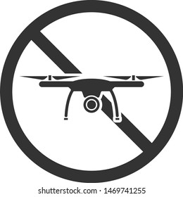 drones not allowed, drone prohibition sign or icon vector illustration