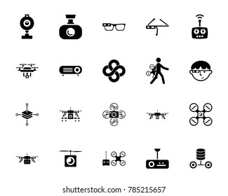 Drones and technology icon set