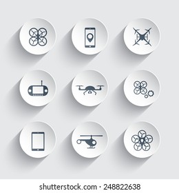 Drones trendy round icons vector illustration, eps10, easy to edit