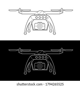 Drones Vector Icon Set. graphic drones Black and White Outline Outline Stroke Illustrate. Vector Illustration.