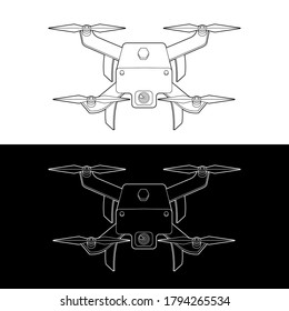 Drones Vector Icon Set. graphic drones Black and White Outline Outline Stroke Illustrate. Vector Illustration.