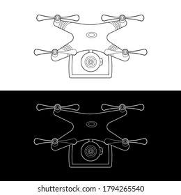 Drones Vector Icon Set. graphic drones Black and White Outline Outline Stroke Illustrate. Vector Illustration.