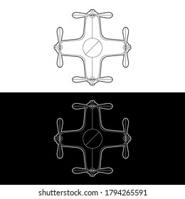 Drones Vector Icon Set. graphic drones Black and White Outline Outline Stroke Illustrate. Vector Illustration.