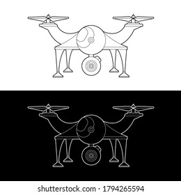 Drones Vector Icon Set. graphic drones Black and White Outline Outline Stroke Illustrate. Vector Illustration.