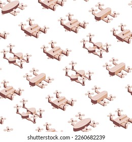 Drones vector seamless pattern on white background.