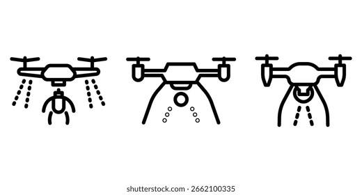 drone-sprayer outline or line icon design bundle.