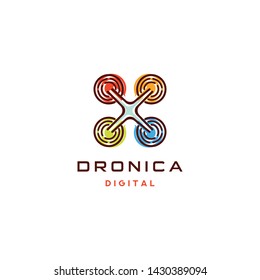 Dronica Logo Vector Line Art Outline Colorful