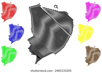 Dronten municipality (Kingdom of the Netherlands, Holland, Flevoland province) map vector illustration, scribble sketch Dronten map