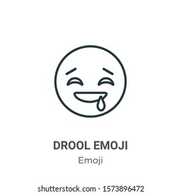 Drool Emoji Outline Vector Icon. Thin Line Black Drool Emoji Icon, Flat Vector Simple Element Illustration From Editable Emoji Concept Isolated On White Background