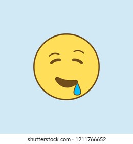 drooling 2 colored line icon. Simple yellow and brown element illustration. drooling concept outline symbol design from emoji set