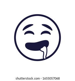 Drooling emoji face flat style icon design, Cartoon expression cute emoticon character profile facial toy adorable and social media theme Vector illustration