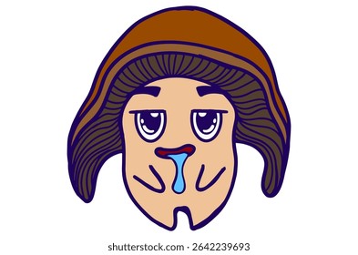 Drooling Expression Mushroom Faces Sticker Sheet