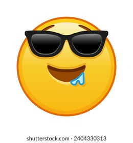 Schlagseite mit Sonnenbrille Grosses gelbes Emoji-Lächeln