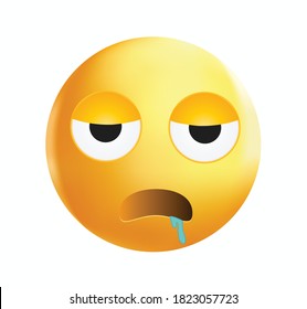 Drooling face vector illustration on white background. Sleepy face emoji. Popular emoticon.