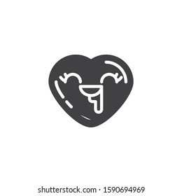 Drooling heart face emoji vector icon. filled flat sign for mobile concept and web design. Saliva drooling heart shape emoticon glyph icon. Love symbol, logo illustration. Vector graphics