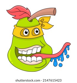 drooling hungry face pear, vector illustration art. doodle icon image kawaii.