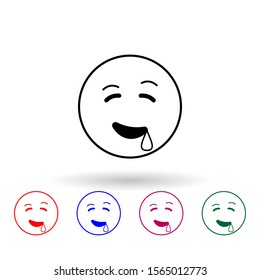 Drooling multi color icon. Simple thin line, outline vector of emoji icons for ui and ux, website or mobile application