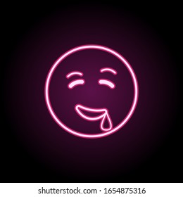 Drooling neon icon. Simple thin line, outline vector of emoji icons for ui and ux, website or mobile application