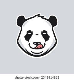 Panda Vektor Illustration herunterzuladen. Cute Panda Kopf rauchen Essen Emotion. Für Etiketten, Banner oder Werbung geeignet.
