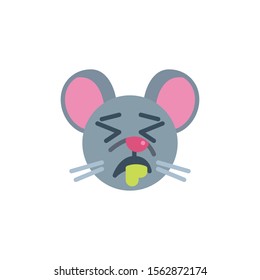 Drooling rat emoticon flat icon, vector sign, Sleeping mouse face emoji colorful pictogram isolated on white. Symbol, logo illustration. Flat style design