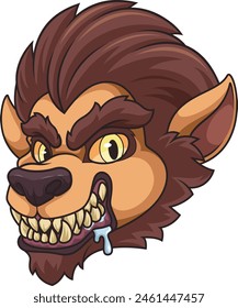 Drooling werewolf head vector illustration