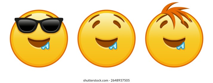 Drooling yellow face Set of three emoji