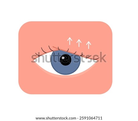 Drooping eyelid with correction, blepharoplasty. Aesthetic plastic surgery of eye. Lift eyelid. Surgical facial rejuvenation. Vector illustration