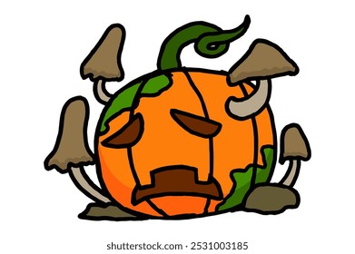 a Droopy and Moldy Halloween Pumpkin Head