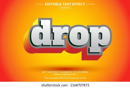 Drop 3D editable text effect template