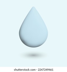 
Drop 3D, vector. A drop of light blue color 3D with a shadow on a blue background.