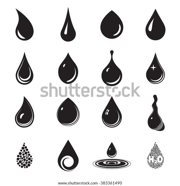 ドロップ 水色 流体シンボル 白い背景に黒い液滴アイコン ベクターイラスト のベクター画像素材 ロイヤリティフリー