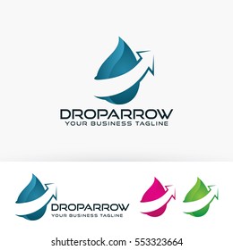 Drop arrow logo design. Water and Plumber logo concept. Vector logo template