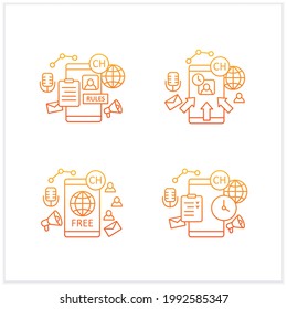 Drop in audio app chalk icons set.Communication app with friends.Application rules, raped popularity, waitlist, free app.Isolated vector illustrations.Suitable to banners, mobile apps and presentation