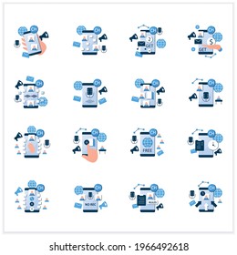 Drop in audio app flat icons set. Communication application with friends. Application rules, raped popularity. Voice communication concept. 3d vector illustration