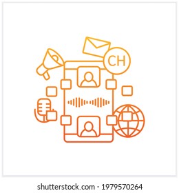 Icono de gradiente de chat de audio. Diálogo entre personas. Chateando. Aplicación de comunicación con amigos. Ilustración vectorial aislada.Adecuada a banners, aplicaciones móviles y presentación