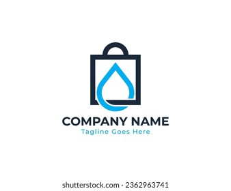 Schlagbeutel Logo Konzept Symbol Symbol Symbol Symbol Element Design. Droplet, Store, Shop Logotype. Vektorgrafik-Vorlage