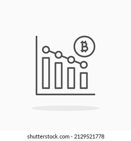 Icono de la línea de la barra de gráficos de Bitcoin. Actrazo editable y píxel perfecto. Se puede usar para productos digitales, presentación, diseño de impresión y más.