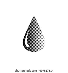 drop - black vector icon;  halftone illustration