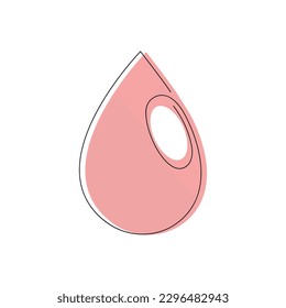 Gota de sangre dibujada en una línea continua. Dibujo de una línea, minimalismo. Ilustración vectorial.