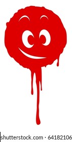 Drop Of Blood Dripping And With A Happy Face In The Center