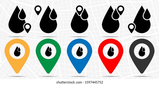 A drop of blood icon in location set. Simple glyph, flat illustration element of medicine theme icons