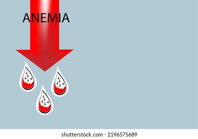 Drop Of Blood With A Low Hemoglobin Content. Hypoglycemia And Anemia Concept. Vector Doodle Illustration.