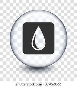 Drop of Blood on Transparent Round Button