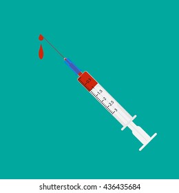 a drop of blood syringe flat icon