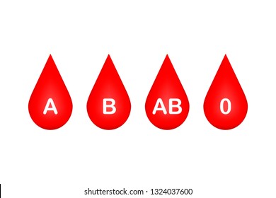 Drop of blood, blood type on white background. Vector stock illustration.